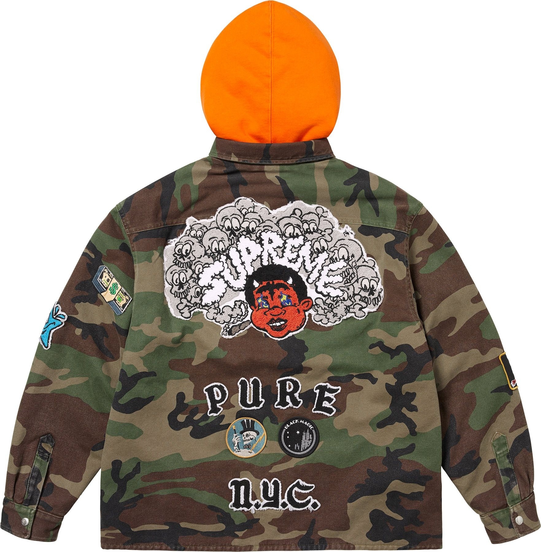 Patches Hooded Zip Up Shirt view 15